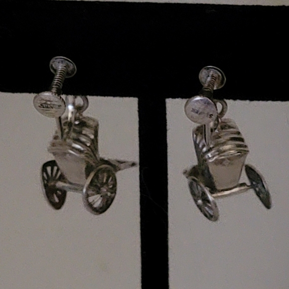Antique Silver Rickshaw Earrings - Picture 2 of 12
